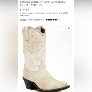 Laredo Aretha Distressed Leather Embroidered Western Cowboy Boots